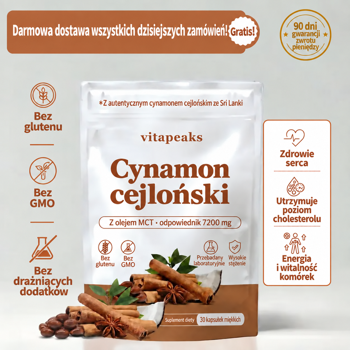 VitaPeaks Cynamon cejloński – kapsułki miękkie