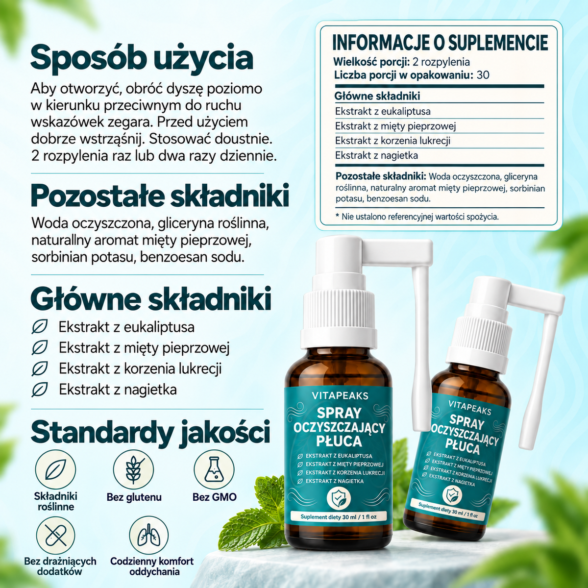 VitaPeaks Spray oczyszczający płuca